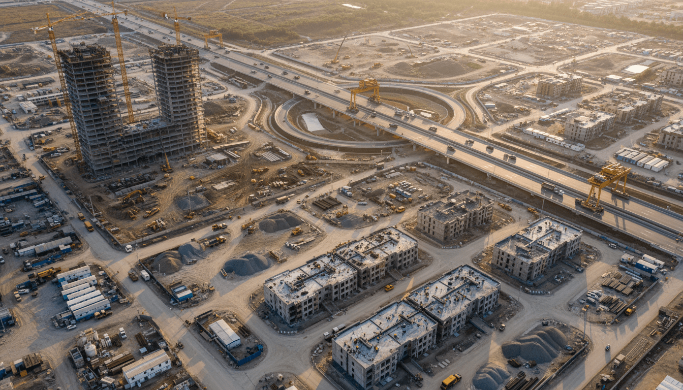 Aerial view of Degan Construction site operations