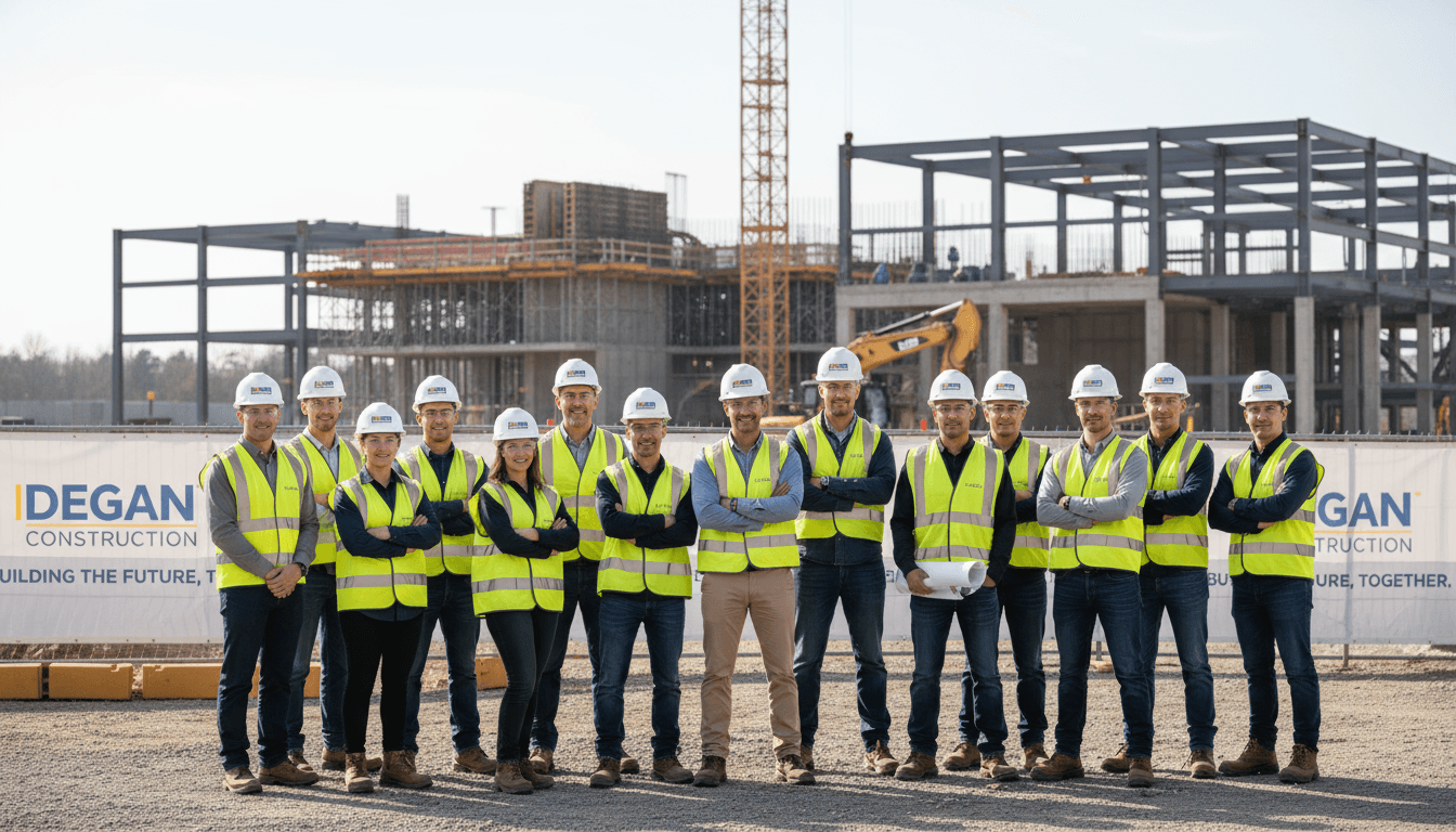Degan Construction professional team at construction site